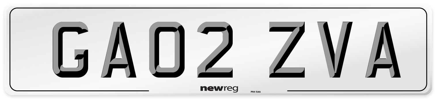 GA02 ZVA Number Plate from New Reg